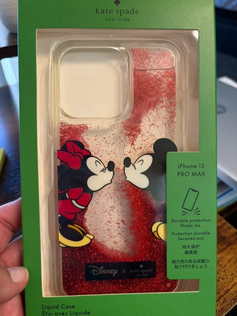 Kate Spade x Disney Mickey Minnie Mouse Liquid Glitter iPhone 15 Pro Max Case